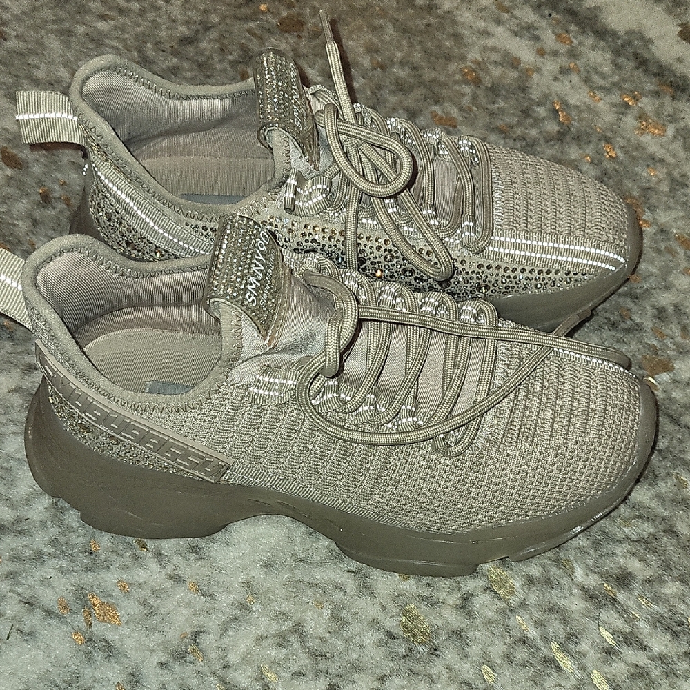 Steve Madden Gold and Gray Sneakers with Chunky Sole